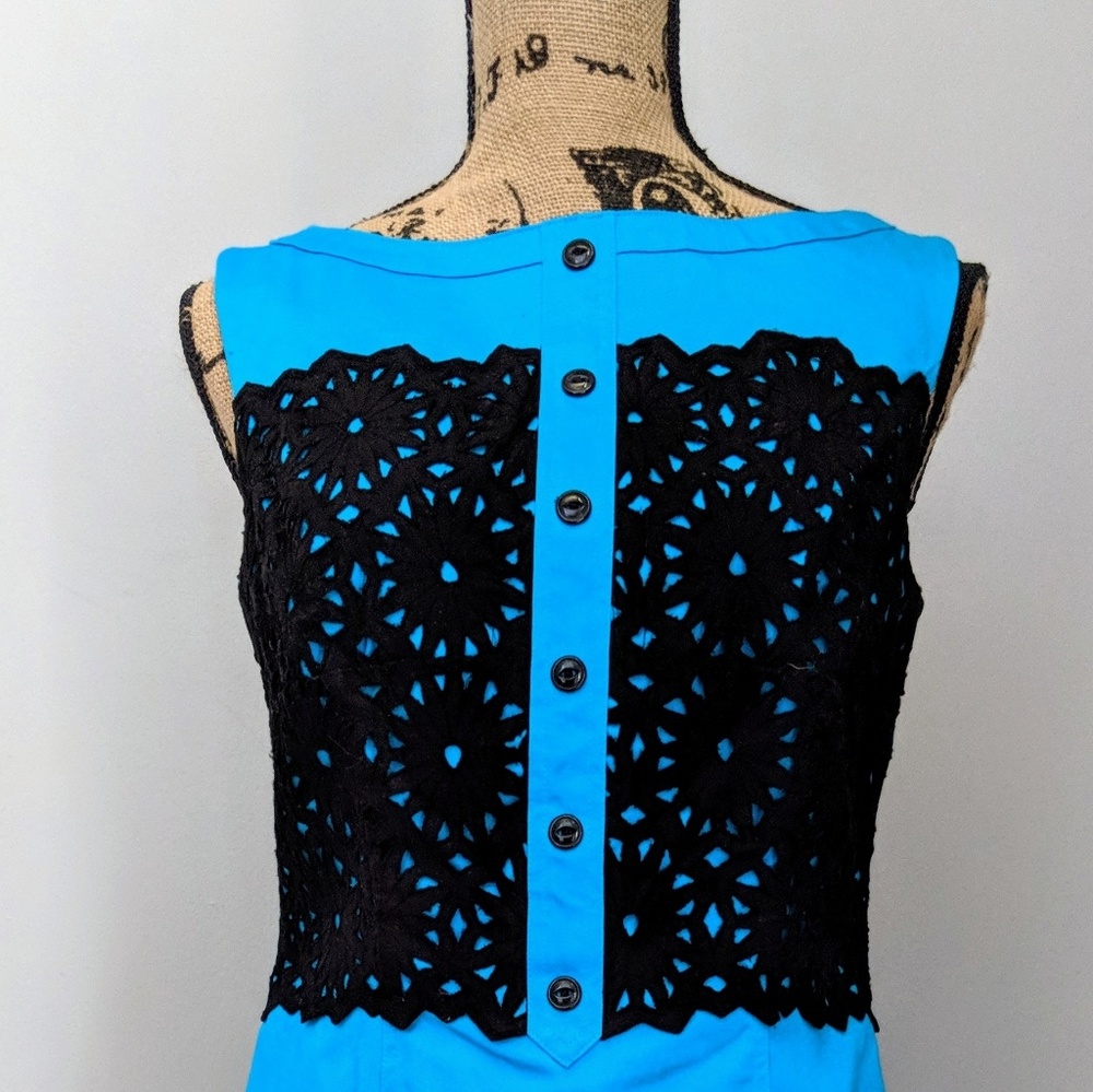 Maggy London Teal & Black Sheath Dress